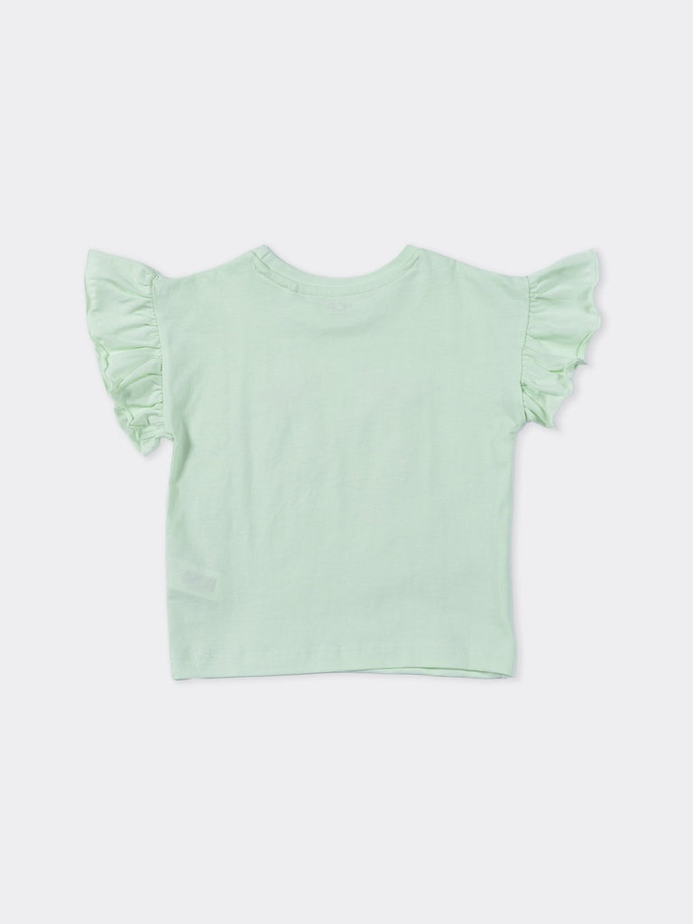 HOP Kids Girls Lime Green Pear Graphic Cotton Top