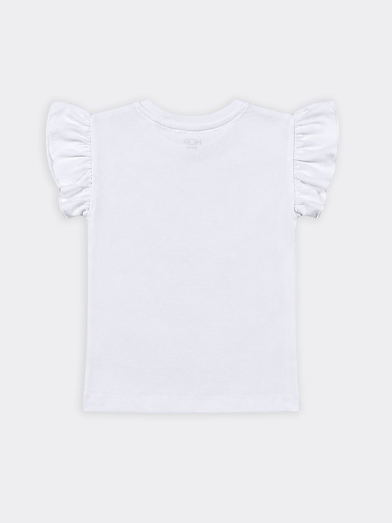 HOP Kids Girls Off-White Watermelon Embroidered Cotton Top