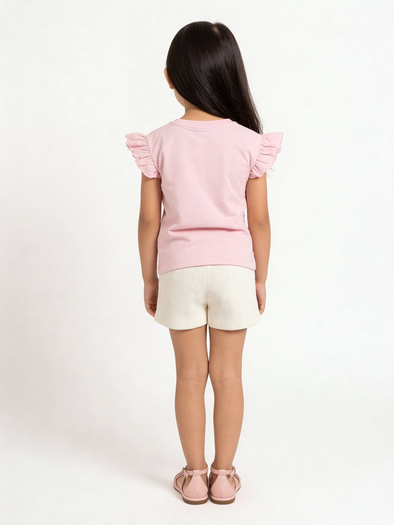 HOP Kids Girls Pink Picnic Printed Cotton Top