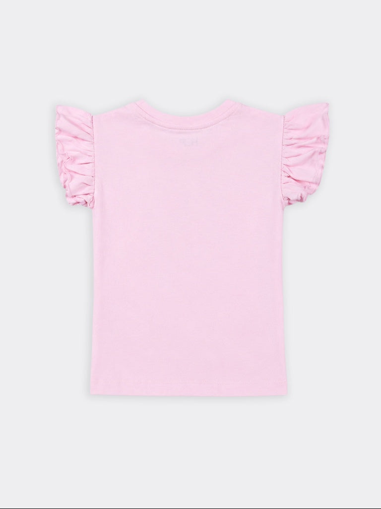 HOP Kids Girls Pink Picnic Printed Cotton Top