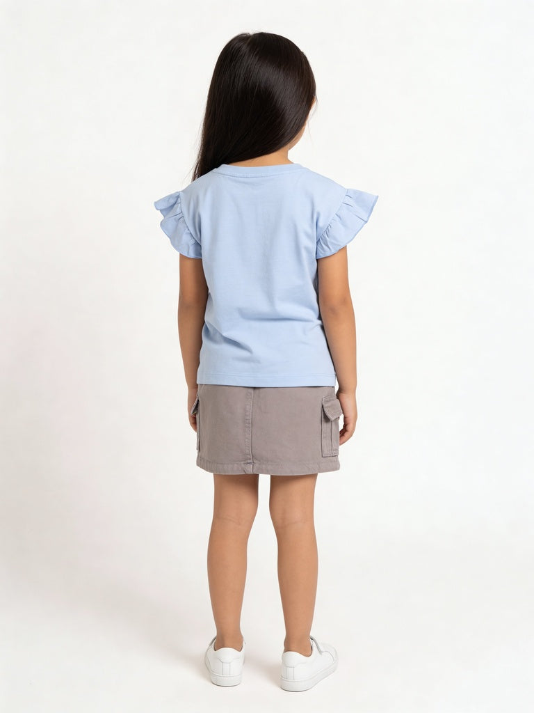 HOP Kids Girls Powder Blue Pineapple Graphic Cotton Top
