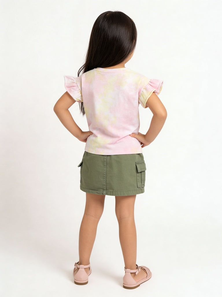 HOP Kids Girls Multicolour Tie-Dye Fruit Print Cotton Top