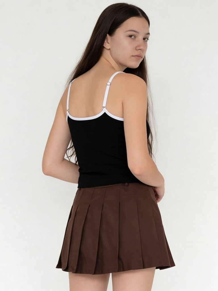 Y&F Kids Girls Black Side Stripe Cotton-Blend Camisole Top