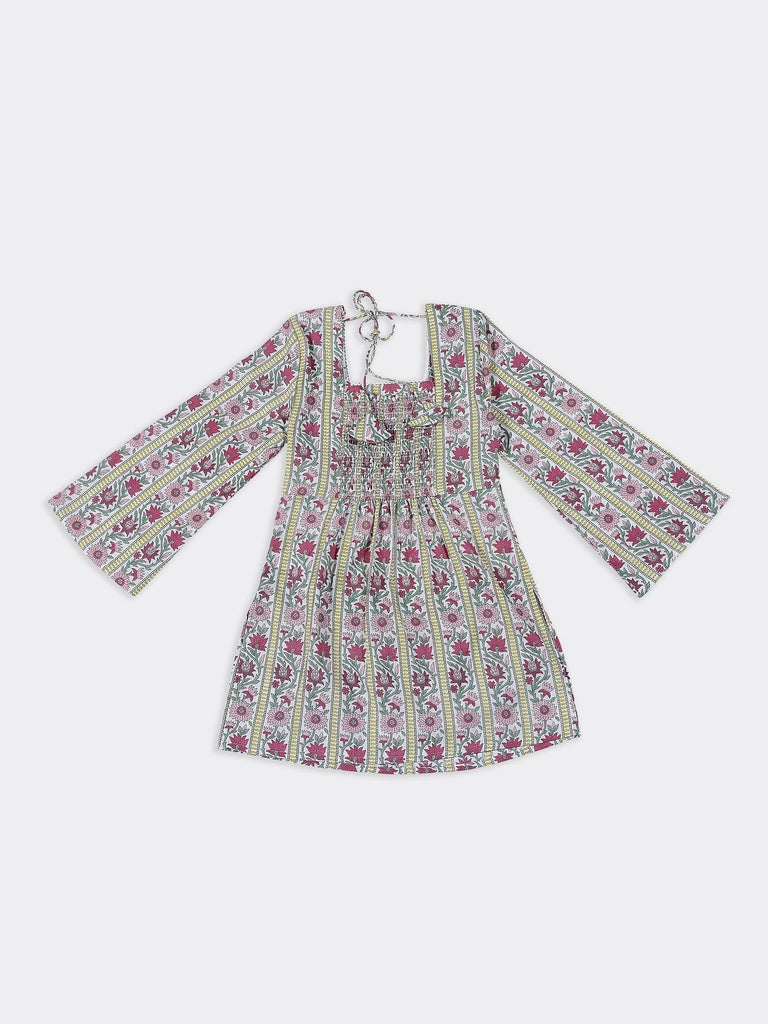 Utsa Lime Floral Printed Cotton Kurti