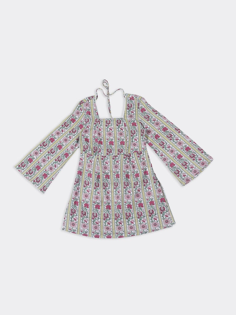 Utsa Lime Floral Printed Cotton Kurti