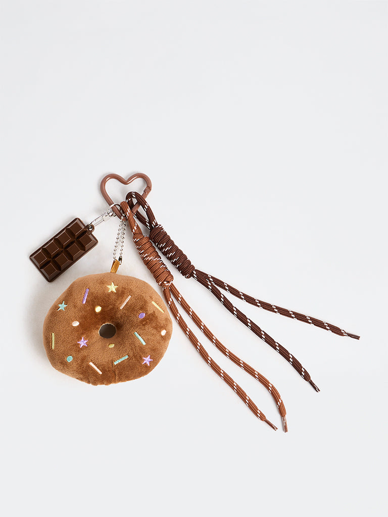 Westside Accessories Brown Cord-Detail Doughnut Bag Charm