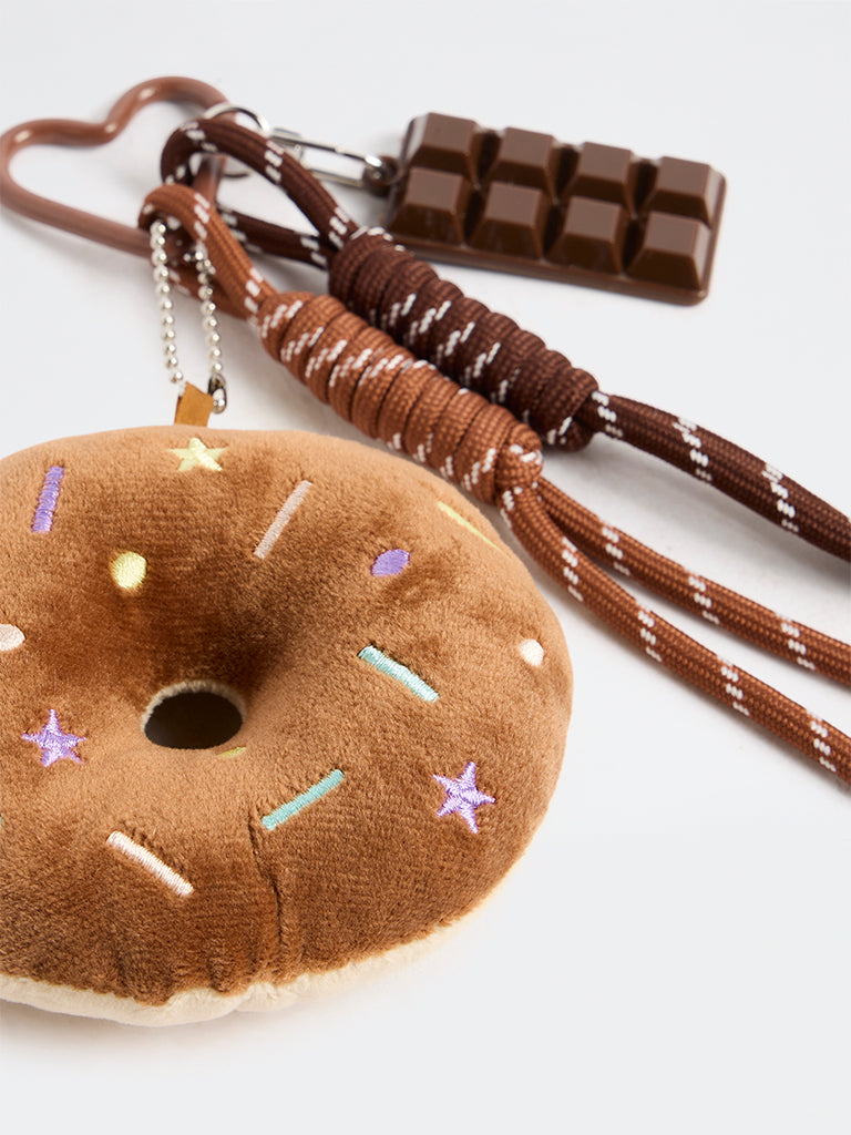 Westside Accessories Brown Cord-Detail Doughnut Bag Charm