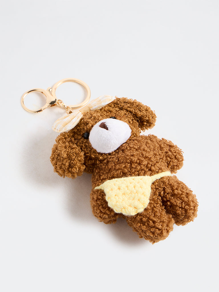 Westside Accessories Brown Fleece-Textured Teddy Bag Charm
