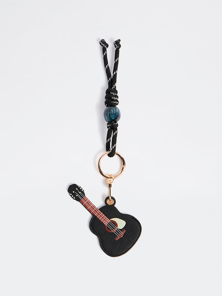 Girls Black Guitar Keychain