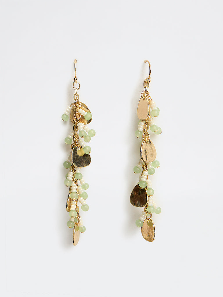 Westside Accessories Gold and Green Boho Charm Earrings