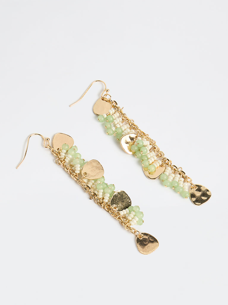 Westside Accessories Gold and Green Boho Charm Earrings