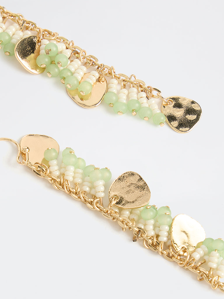 Westside Accessories Gold and Green Boho Charm Earrings