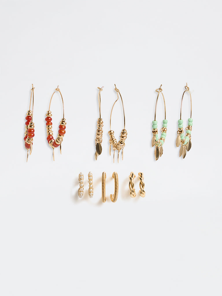 Westside Accessories Multicolour Hoop Earrings - Pack of 6