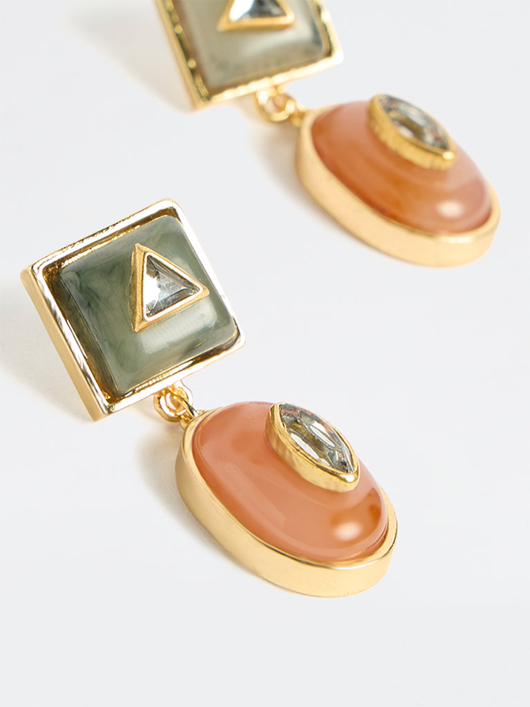 Westside Accessories Multicolour Gemstone Studded Statement Dangler Earrings