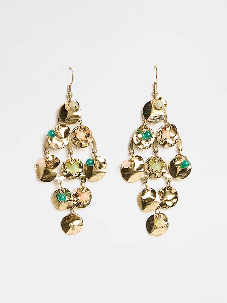 Westside Accessories Gold Coin Charm-Detailed Statement Earrings