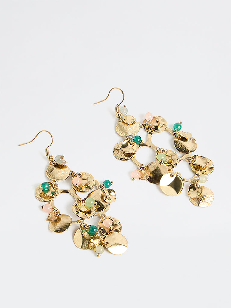 Westside Accessories Gold Coin Charm-Detailed Statement Earrings