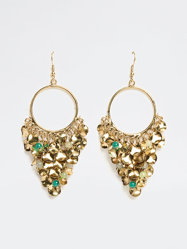 Westside Accessories Gold Coin Charm-Detailed Hoops Earrings