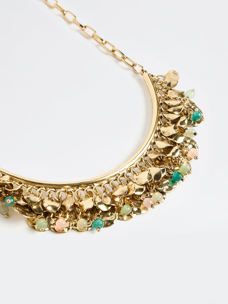 Westside Accessories Gold Coin Charm-Detailed Collar Necklace