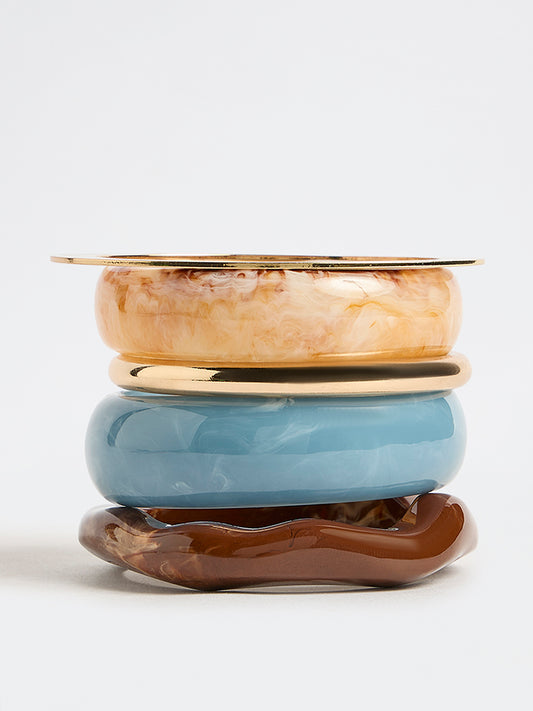 Westside Accessories Multi-Coloured Resin and Metal Bangles - Pack of 5