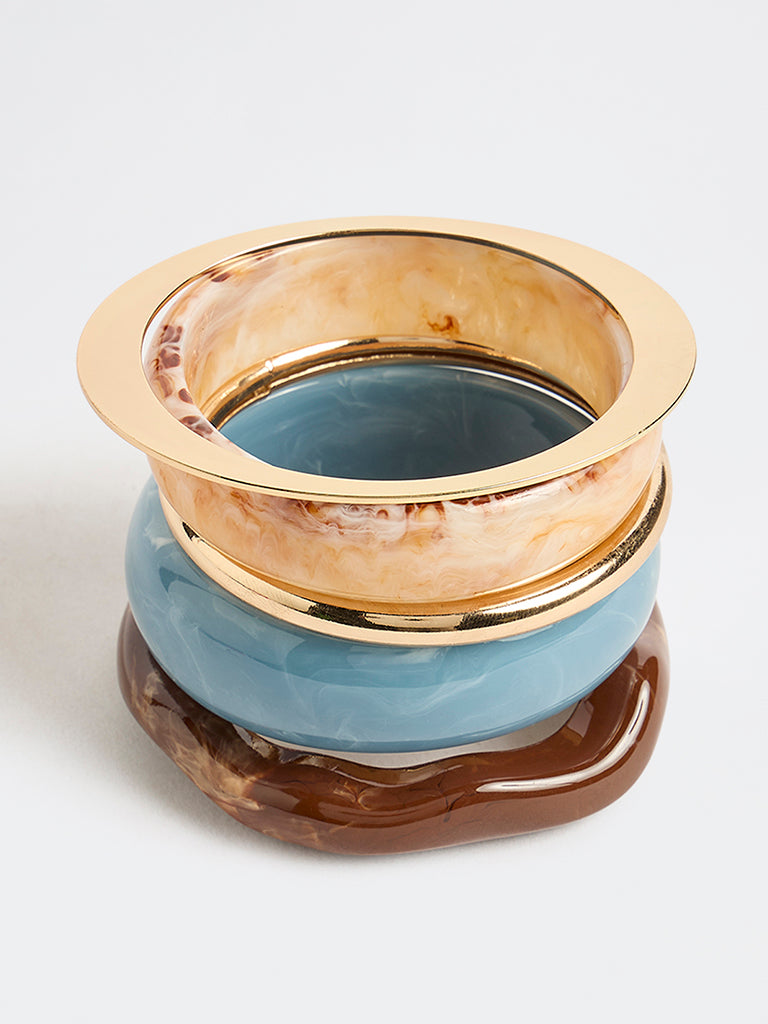 Westside Accessories Multi-Coloured Resin and Metal Bangles - Pack of 5