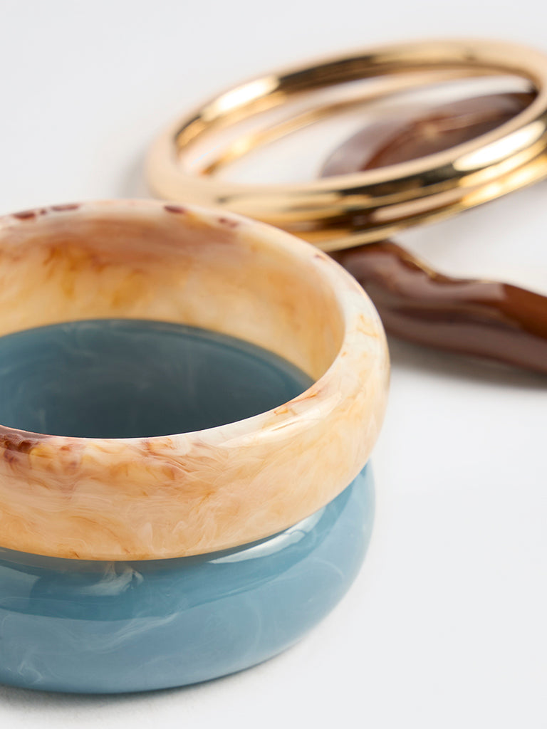 Westside Accessories Multi-Coloured Resin and Metal Bangles - Pack of 5