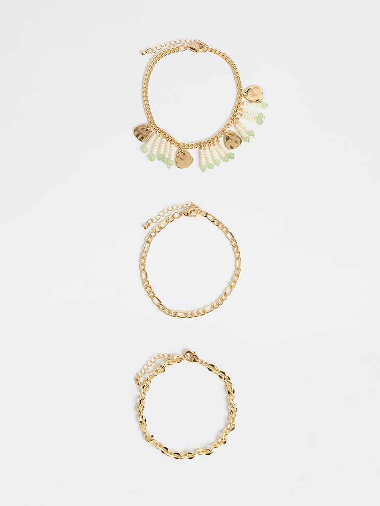Westside Accessories Gold Boho Charm Bracelets - Pack of 3