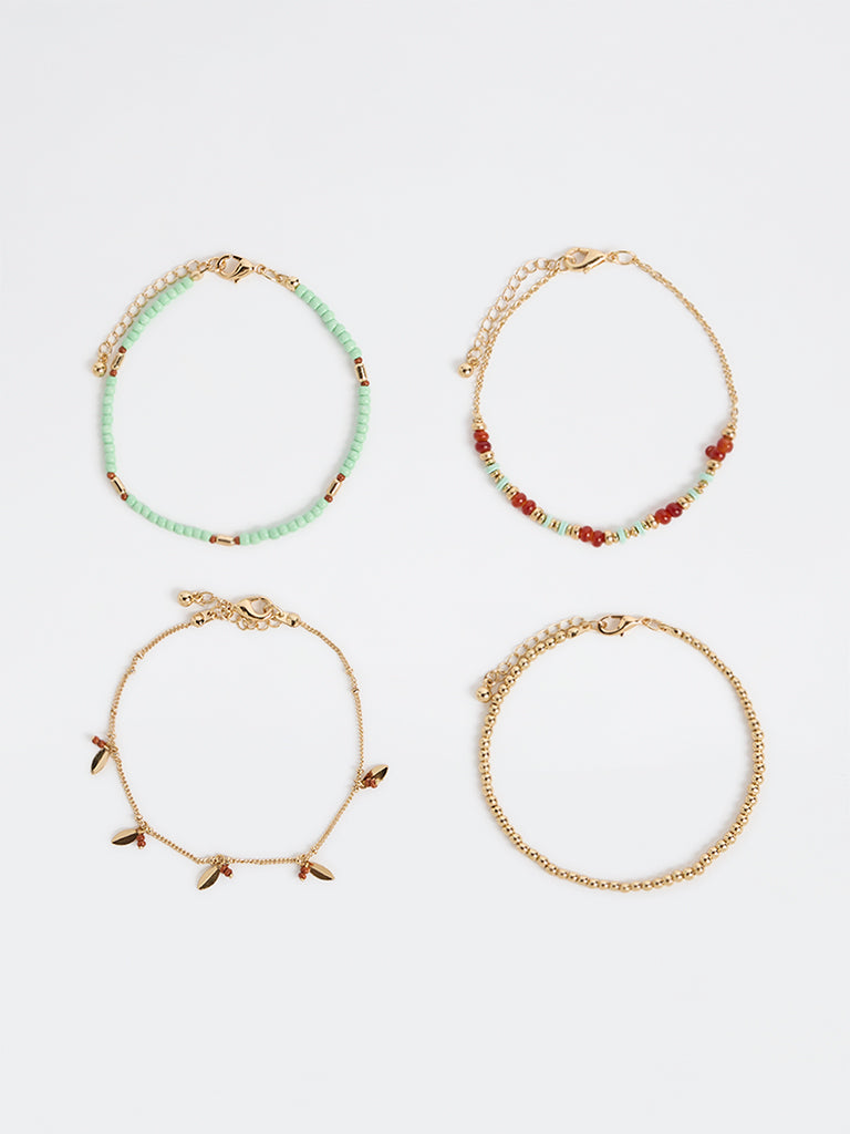 Westside Accessories Multicolour Beaded Bracelets - Pack of 4