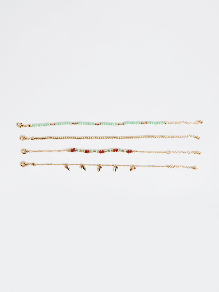 Westside Accessories Multicolour Beaded Bracelets - Pack of 4