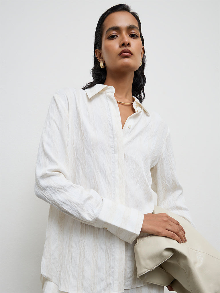 Wardrobe Ivory Striped Shirt