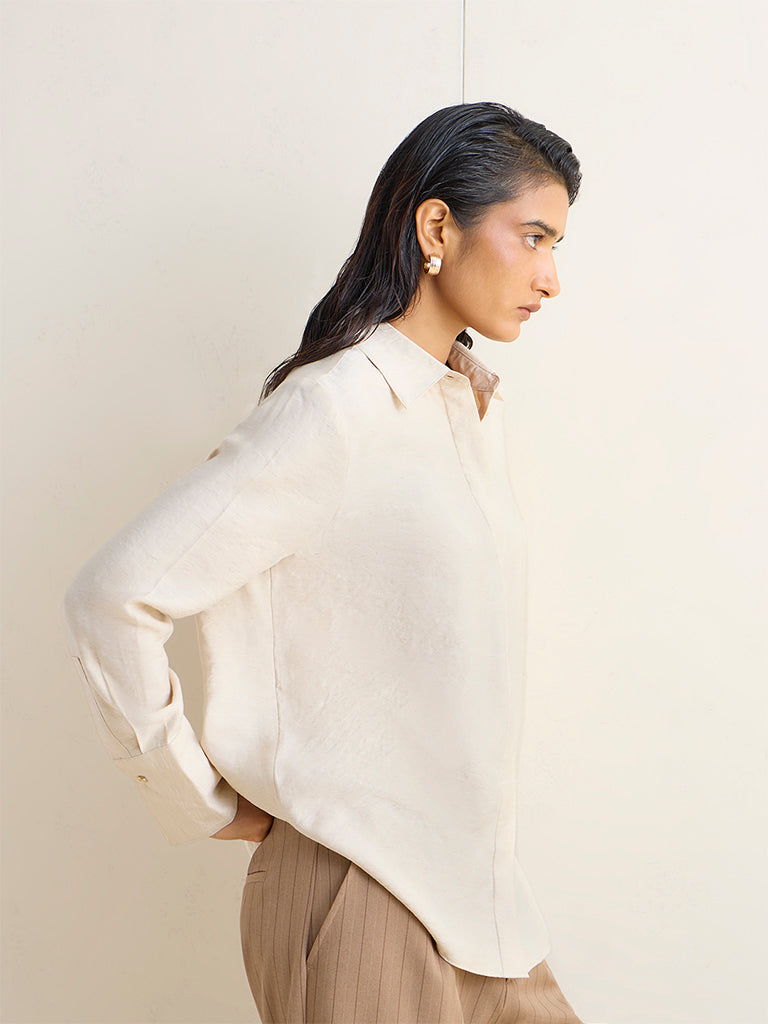 Wardrobe Light Beige Solid Shirt