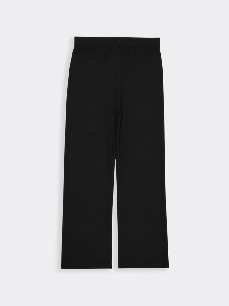 Superstar Black Waffle-Textured High-Rise Pants