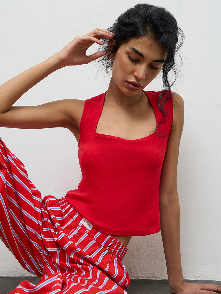 Superstar Red Cotton-Blend Top