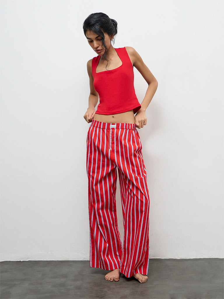 Superstar Red Cotton-Blend Top