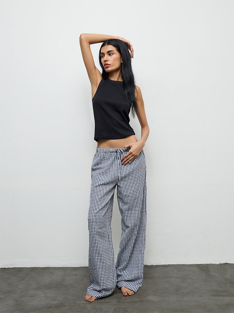 Superstar Black Ribbed Cotton-Blend Tank Top
