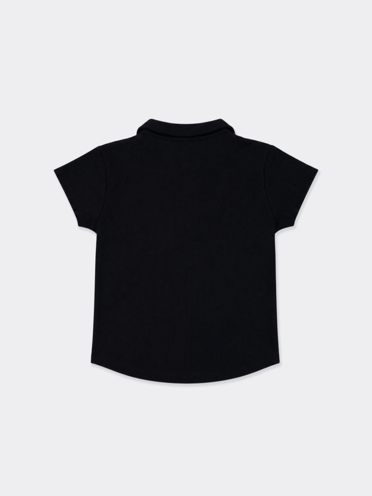 Superstar Black Waffle-Textured Shirt