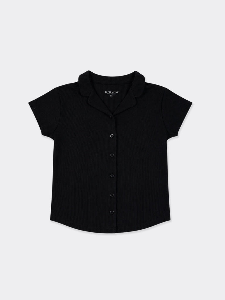 Superstar Black Waffle-Textured Shirt