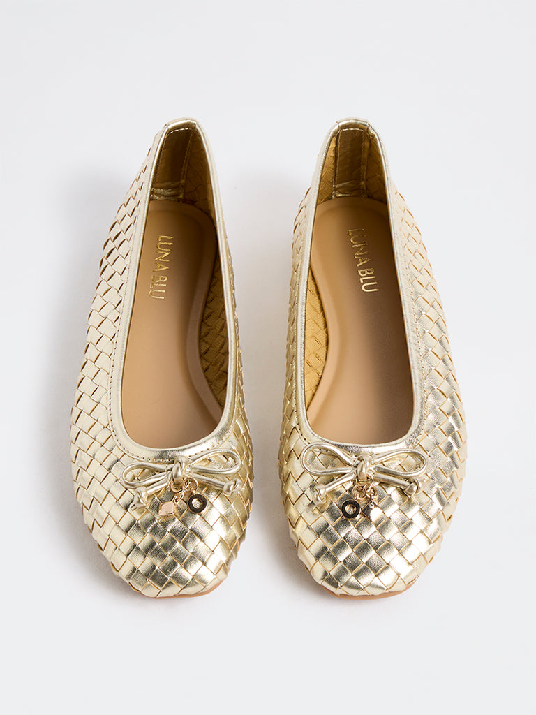 LUNA BLU Gold Ballerinas