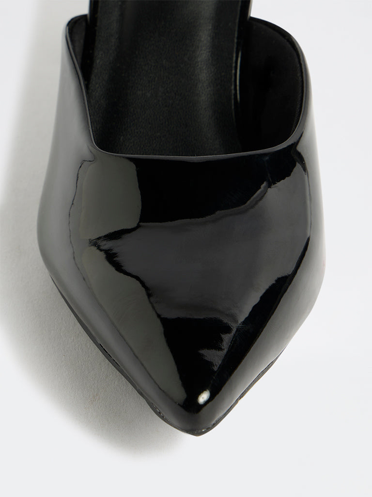 LUNA BLU Black Strap-Detail Block Heel Sandals