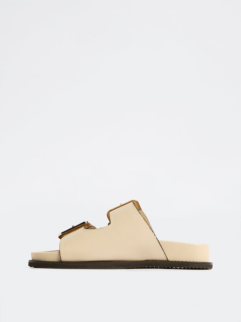 LUNA BLU Ivory Buckle-Detailed Sandals
