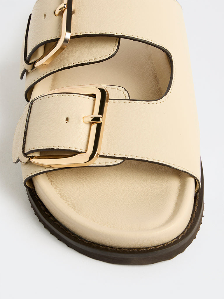LUNA BLU Ivory Buckle-Detailed Sandals