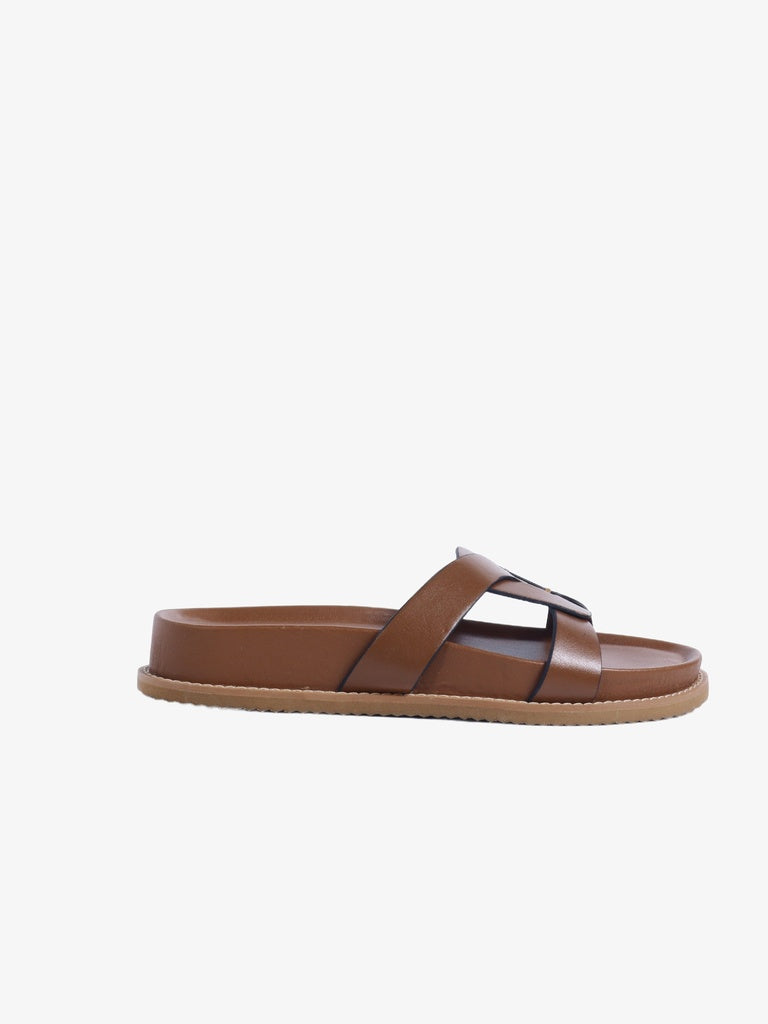 LUNA BLU Tan Lock-Pattern Sandals
