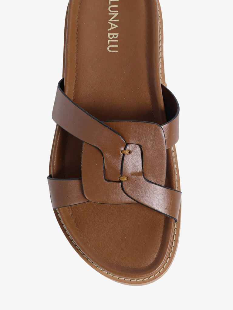 LUNA BLU Tan Lock-Pattern Sandals