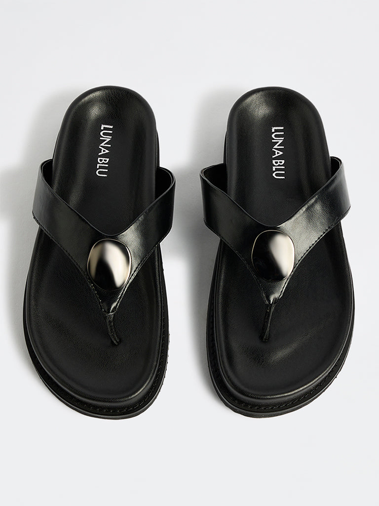 LUNA BLU Black Metal-Detailed Sandals