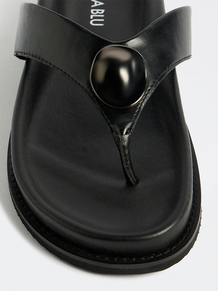 LUNA BLU Black Metal-Detailed Sandals