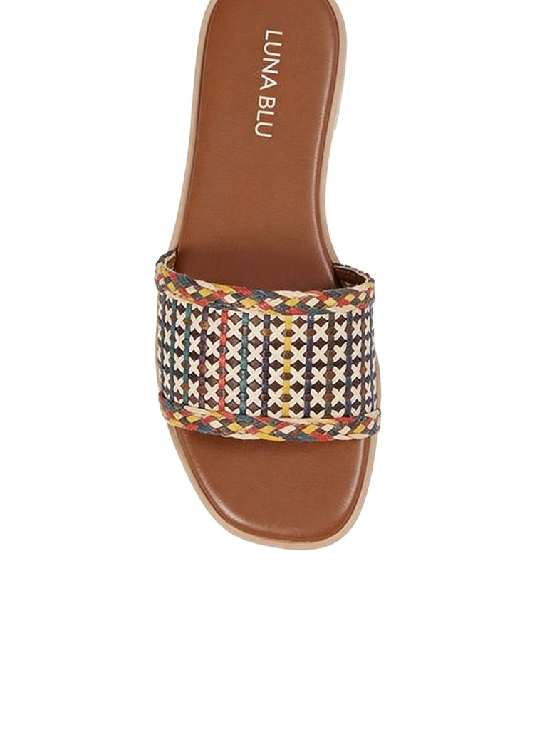 LUNA BLU Woman Multi-Woven Pattern Flat Slides