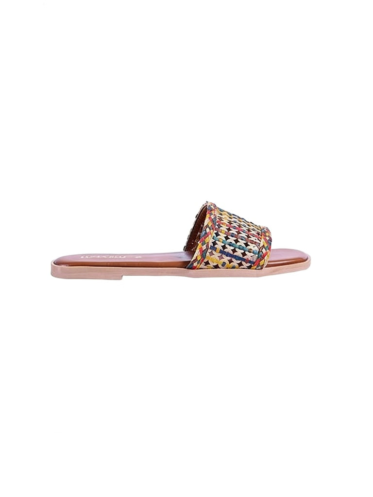 LUNA BLU Woman Multi-Woven Pattern Flat Slides