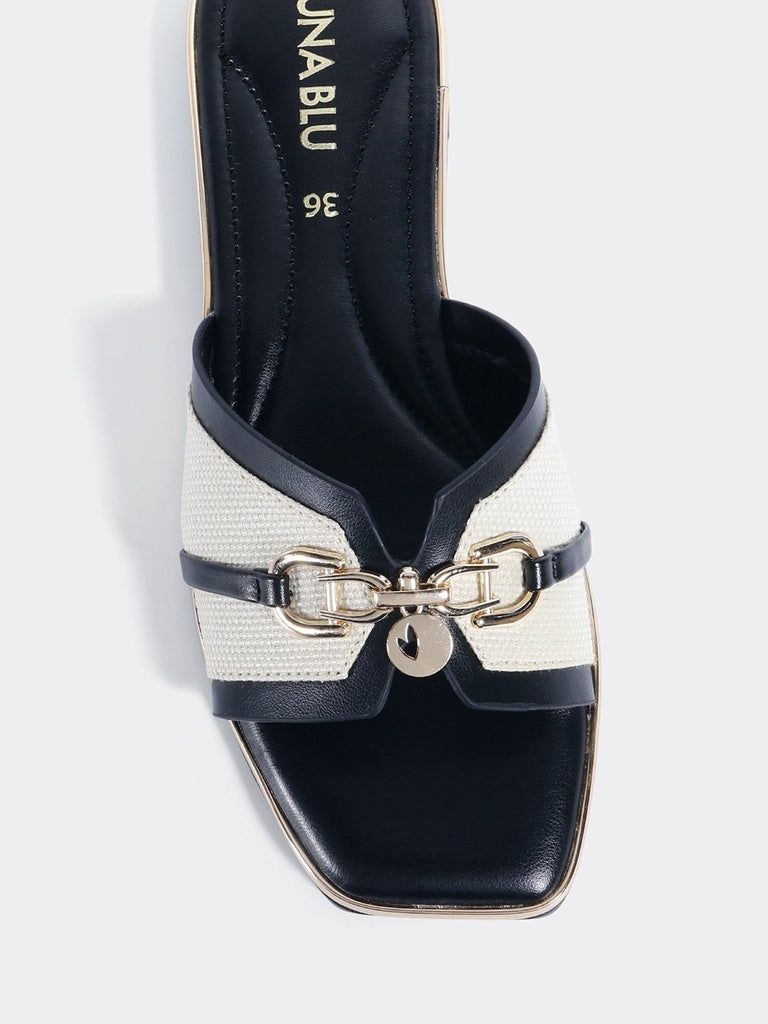 LUNA BLU Black Flat Sandals