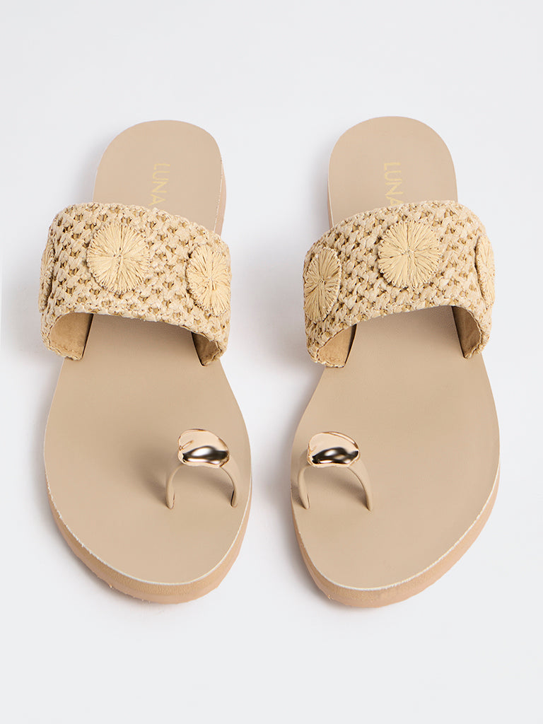 LUNA BLU Light Beige Toe-Ring Sandals