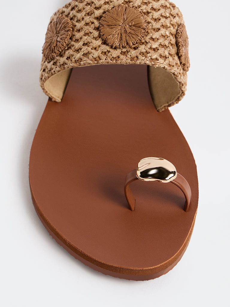 LUNA BLU Tan Toe-Ring Sandals