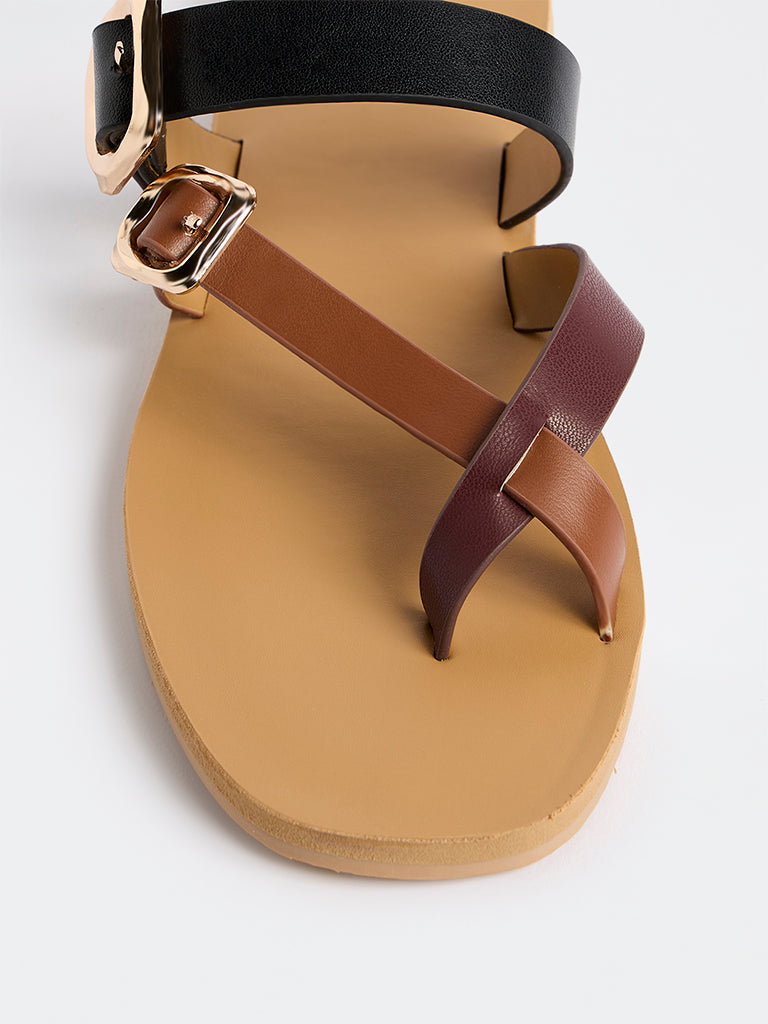 LUNA BLU Multicolour Buckled Toe-Ring Sandals